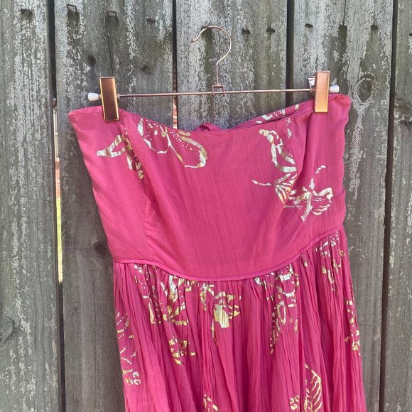 Free People Baja Babe Midi Dress in Hot Pink Sz M - Picture 4 of 13